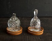 Crystal Bell Display Cloches with Wooden Butterfly Specimen Base