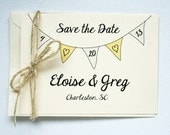 Wedding Save the Dates -- Elegant Banner Flats & Envelopes in Creamy Ivory -- Set of 40