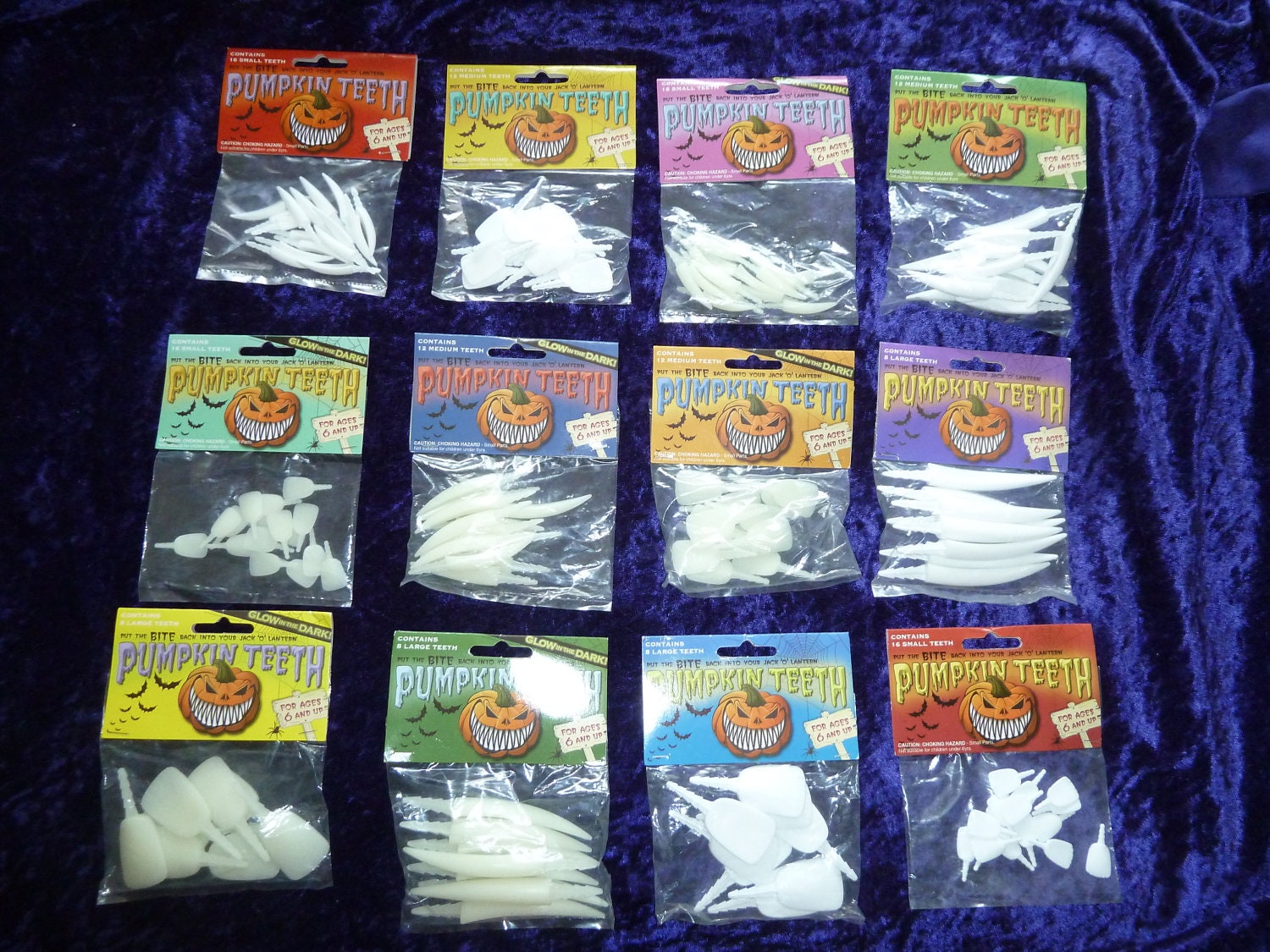 Halloween Pumpkin Teeth 12 pack Special...1 pack of Each kind of Pumpkin Teeth (144pcs)