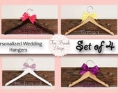 15% off Set of 4 Personalized Custom Bridal Hanger, Brides Hanger, Bride, Name Hanger, Wedding Hanger, Personalized Bridal Gift