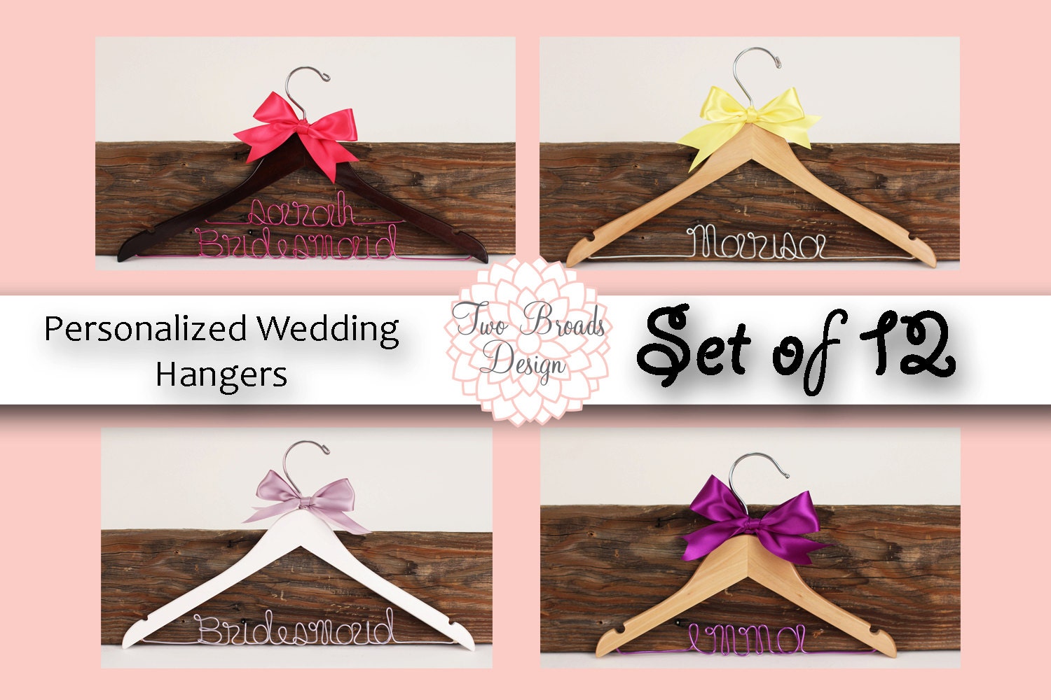 15% off Set of 12 Personalized Custom Bridal Hanger, Brides Hanger, Bride, Name Hanger, Wedding Hanger, Personalized Bridal Gift