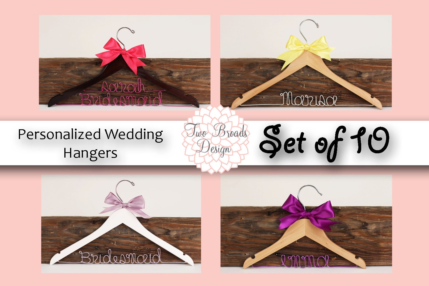 15% off Set of 10 Personalized Custom Bridal Hanger, Brides Hanger, Bride, Name Hanger, Wedding Hanger, Personalized Bridal Gift