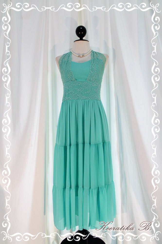 About Love - Powder Freshly Blue Gorgeous Maxi Dress Lacy Halter Sweet Lady Vintage Inspired Dress