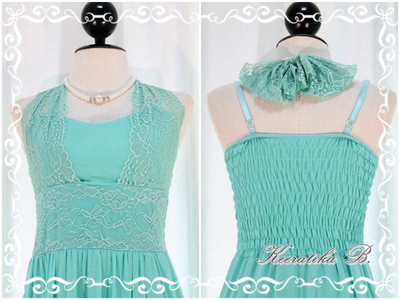 About Love - Powder Freshly Blue Gorgeous Maxi Dress Lacy Halter Sweet Lady Vintage Inspired Dress