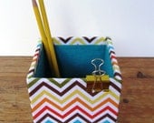 Fabric Wrapped Pencil Cup / Pencil Box, Craft Organizer for the Office, Studio, or Dorm
