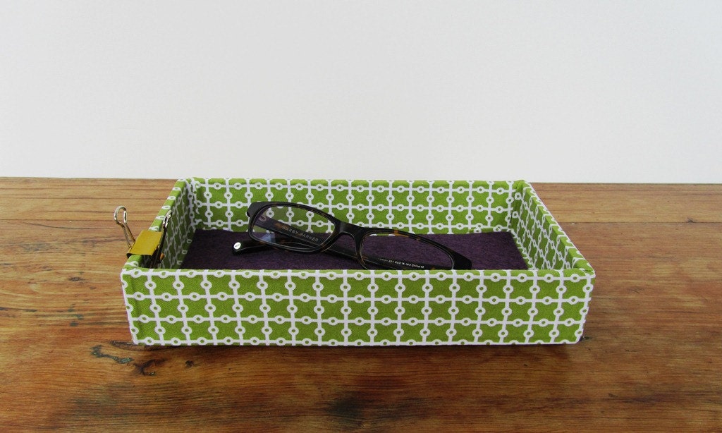 Fabric Wrapped Pencil Tray, Desk Organizer, Accessories Tray for Desktop in an Office, Studio, or Dorm Room