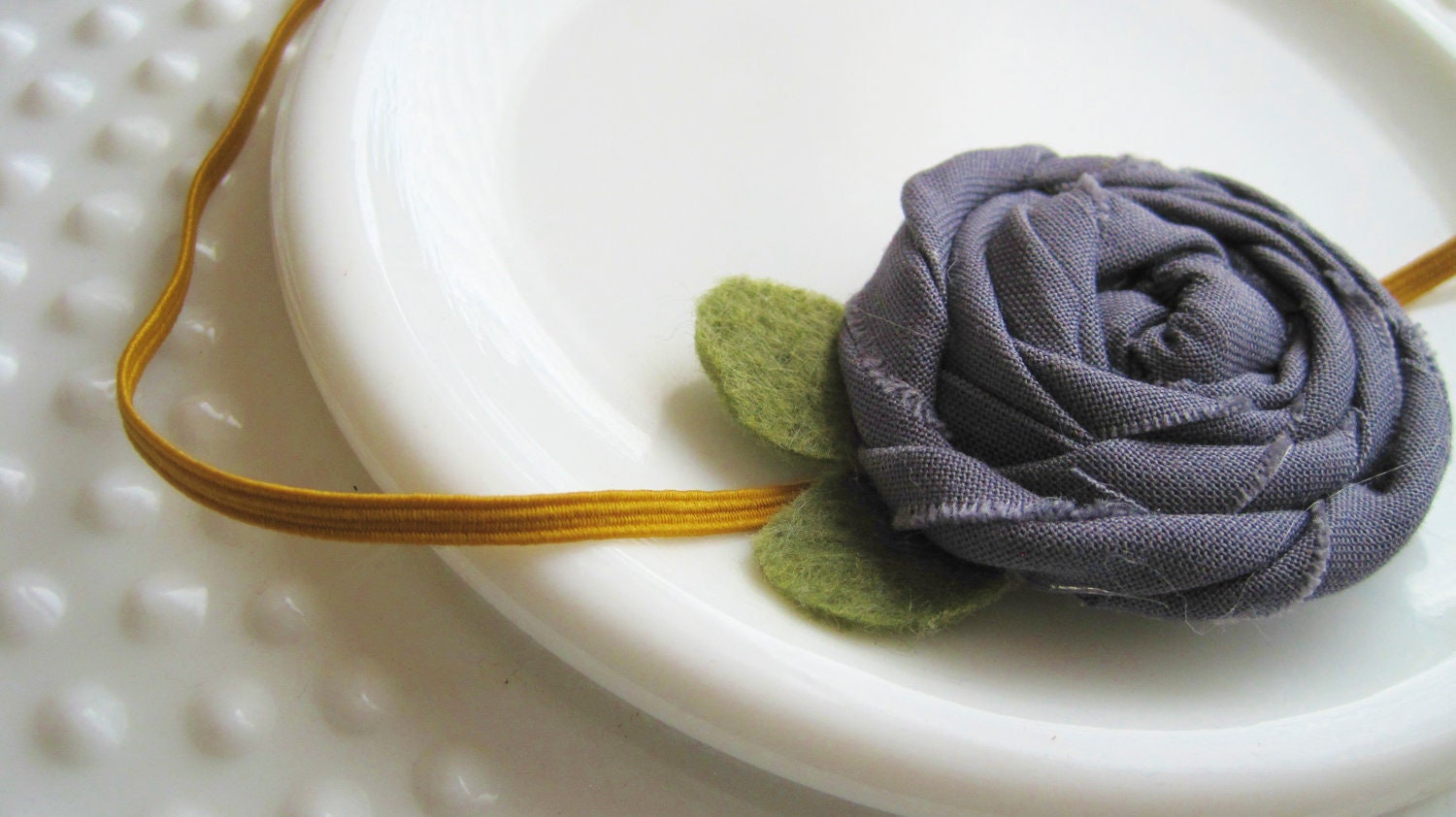 The Sadie Charcoal with Mustard Rosette Headband