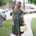 VTG 1950s 50s Olive Green Button-Up Day Dress XS