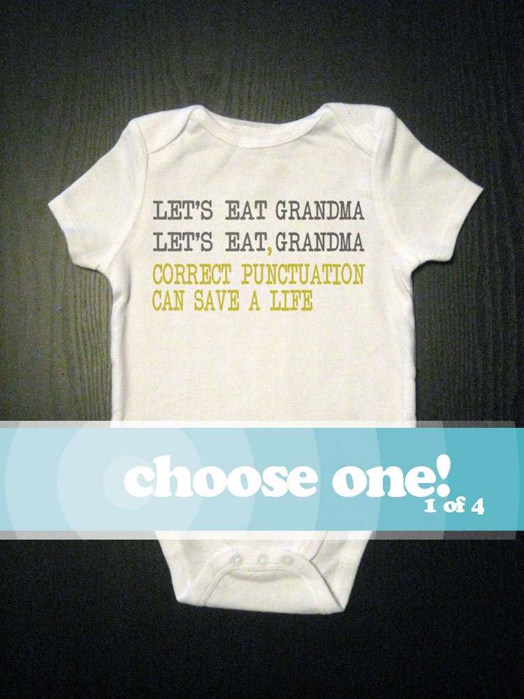 Correct Punctuation - Let's Eat - One Piece Baby Bodysuit - Funny Baby - Humor Children's Clothing - Baby and Toddler and Kid's