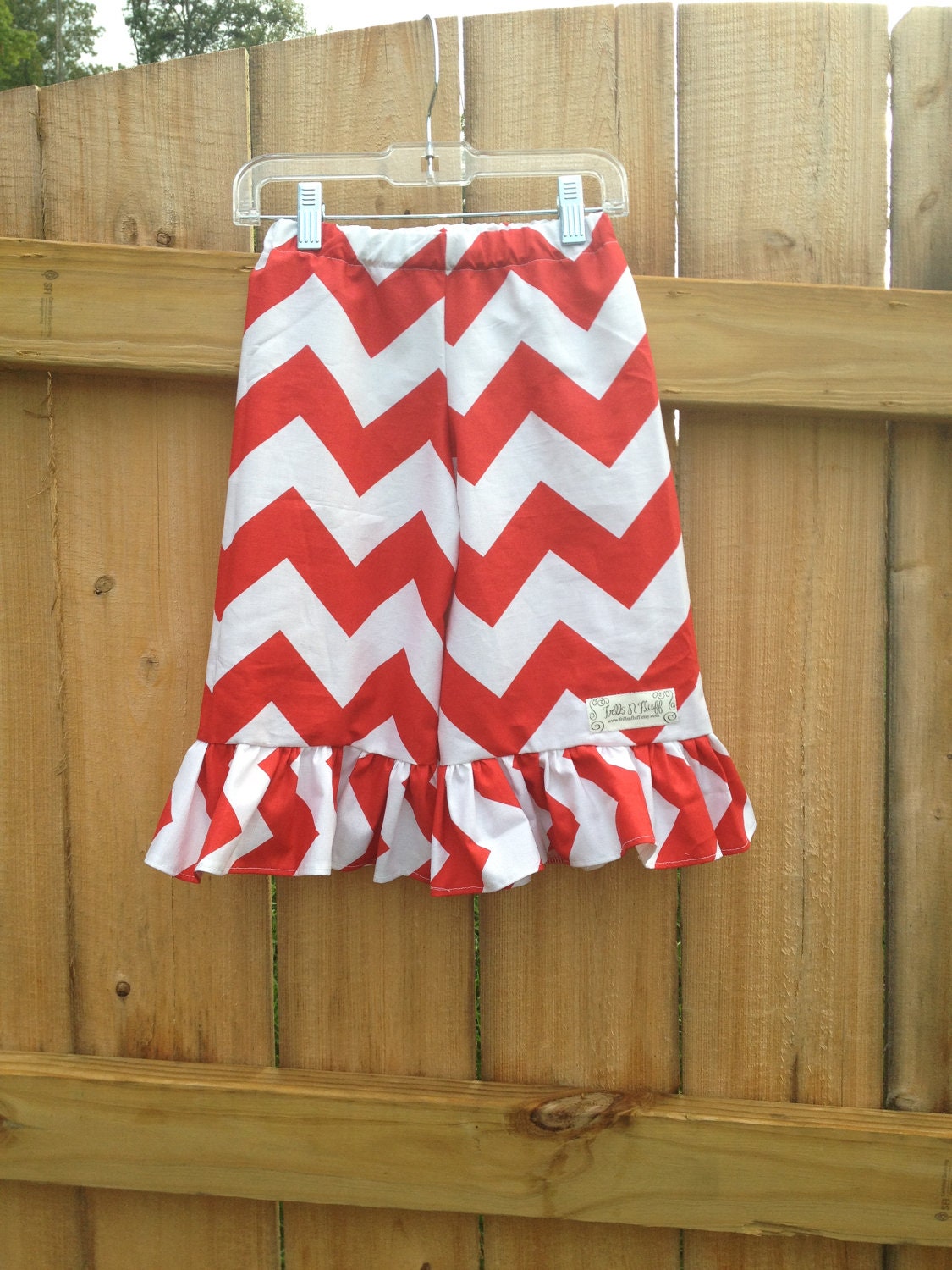FALL... Red Chevron Ruffle Pants... Size 6m-6Y