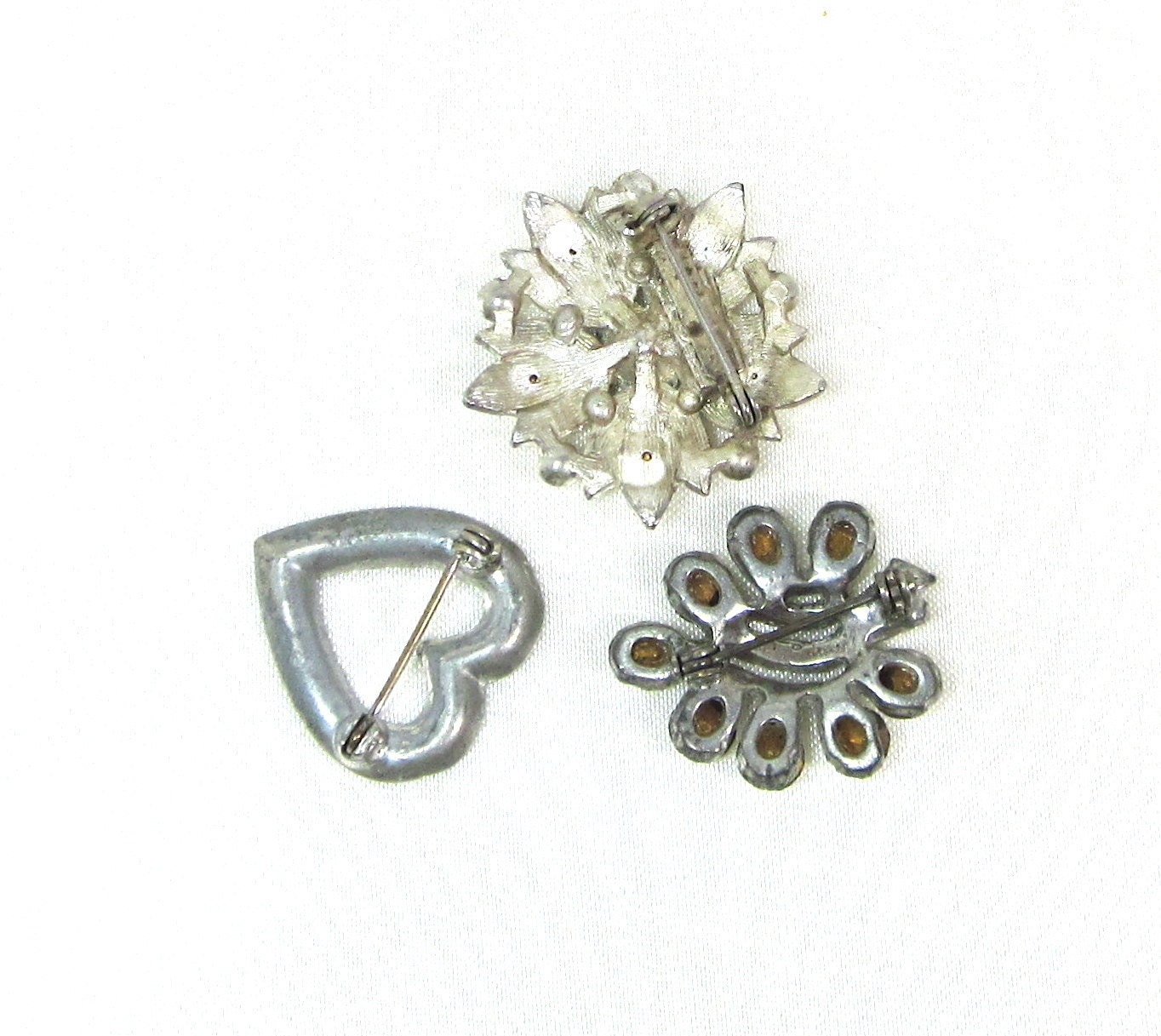 Vintage Rhinestone Brooch Lot  Clear Rhinestone Brooch