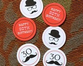 Mustache Party Circles - PRINTABLE