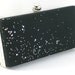 Black and Silver Clutch Clamshell Purse Evening Bag Modern Sparkle Party Handbag