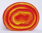 Self Striping Chunky Wool Pencil Roving, Wool Roving Fiber, Excellent Quality, Red Yellow Orange
