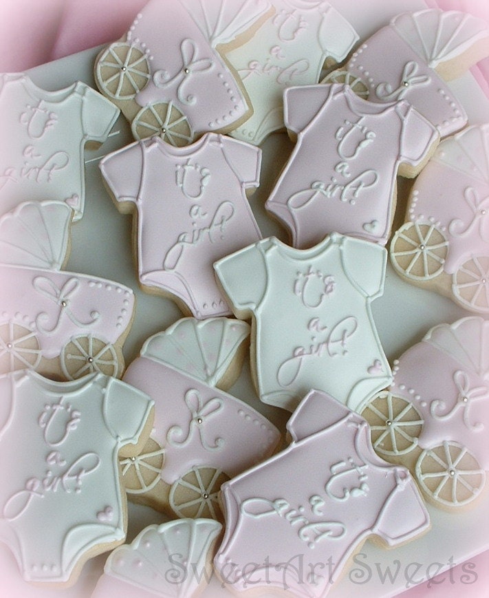 Baby shower cookies - baby stroller cookies - onesie baby cookies - 2 dozen