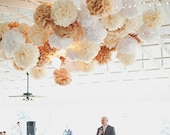 wedding ceremony decor ... 40 tissue paper poms ... custom colors // weddings // birthday party decorations // reception // tent marquee Il_170x135