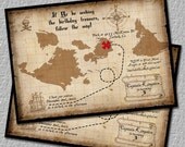 Pirate Invitation, Treasure Map Invitation, Printable, Invite