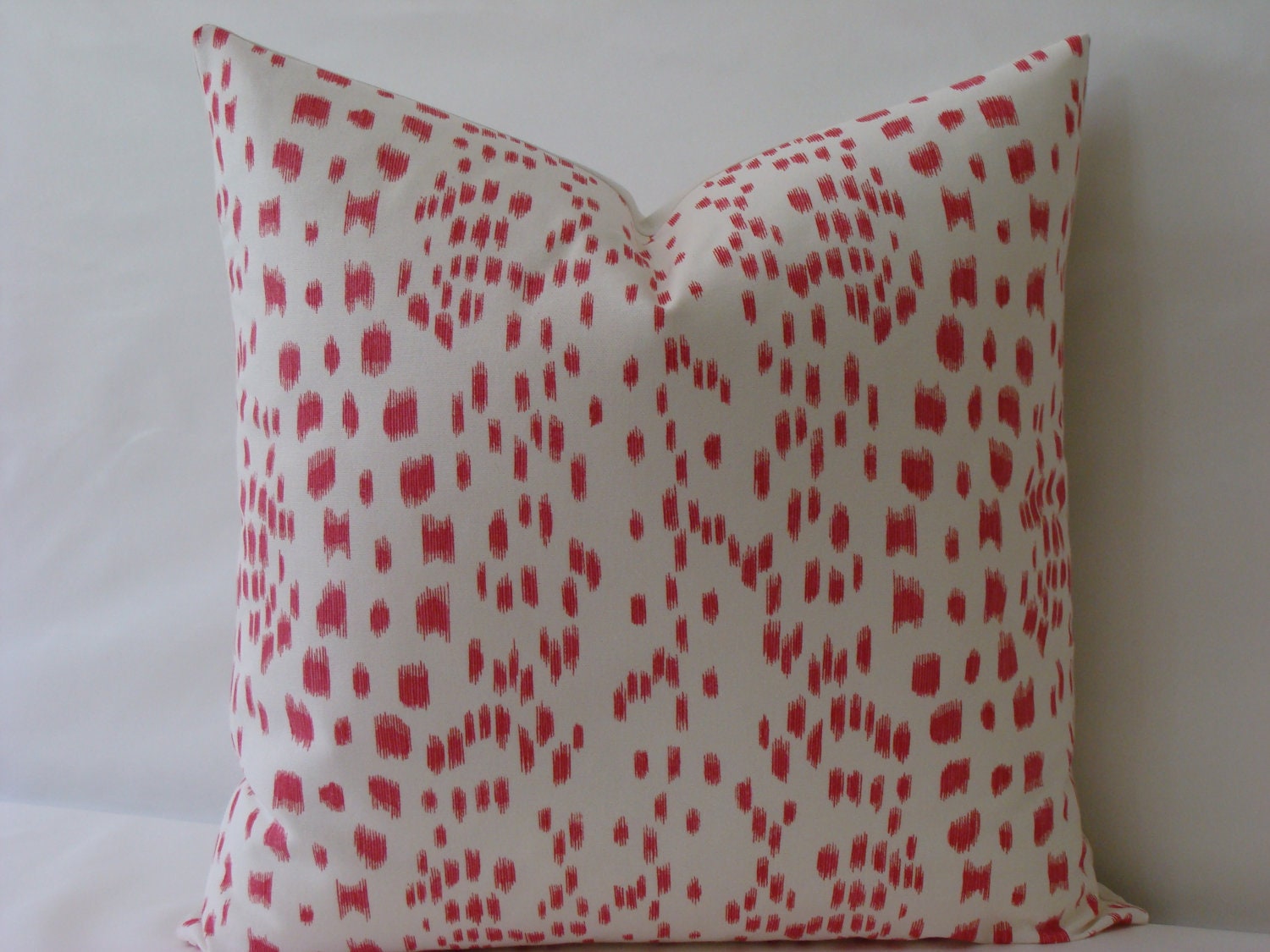 Les Touches Brunschwig and Fils Print in Pink/Coral - 20" x 20" Decorative Designer Pillow Cover