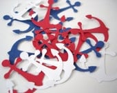 100 Red White Blue Anchor Punch Die Cut Confetti Cutout Scrapbooking Embellishments - No455