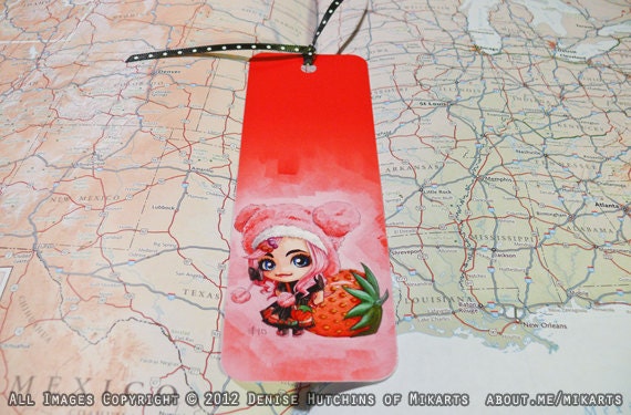 Cute Red Chibi Strawberry Girl Bookmark