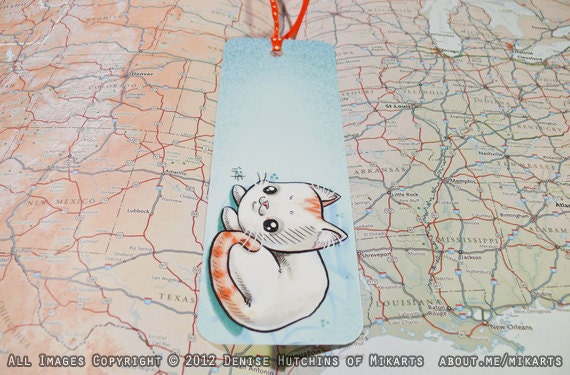 Adorable Chibi Orange Tabby Kitty Cat Bookmark