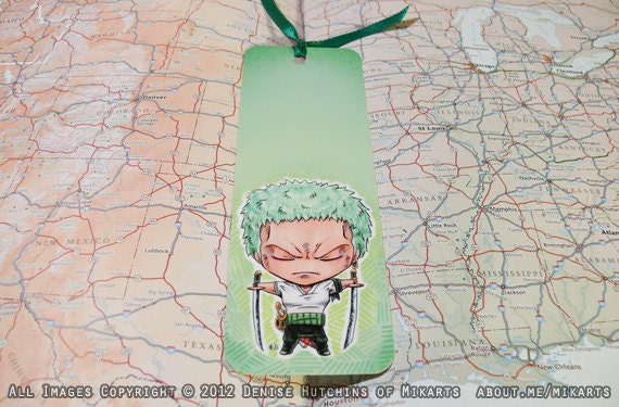 Green Chibi Zoro One Piece Anime Bookmark