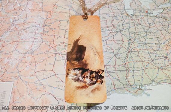 Happy Running Dog Watercolor Bookmark