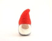Needle Felted Gnome, grey red white elf tomten holiday decor