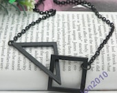 Pretty retro silver black triangle and square necklace pendant jewelry punk style