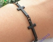 SALE Pretty 6 small black cross hand chain bracelet pendant jewelry punk style