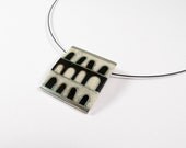 Sterling Silver Pendant - Black and White Windows - OOAK