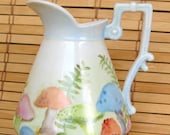 Vintage Hand Painted Pitcher, Water Jug