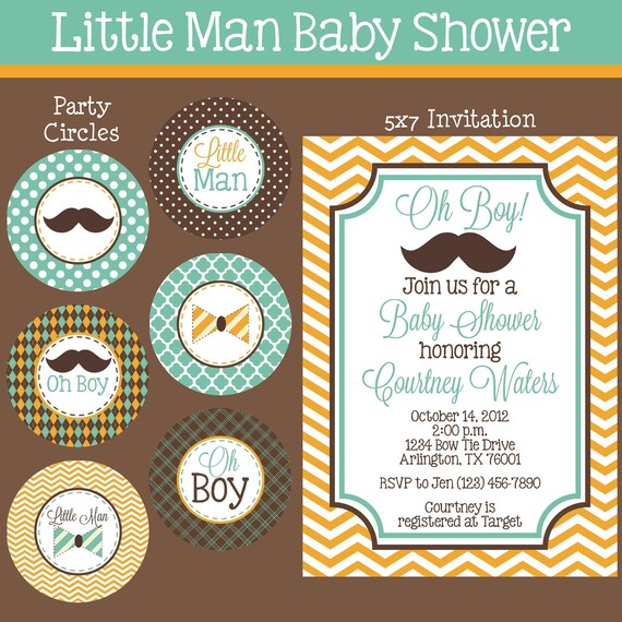 Little Man Mustache Bash - Mega Baby Shower Package - Boy DIY Printable Il_570xn