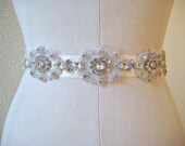 Vintage style bridal beaded swarovski crystal luxury sash/belt.  MONACO