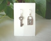 key earrings, lock and key earrings, dangle earrings, steampunk jewelry, spring fashion, boho chic, gift idea