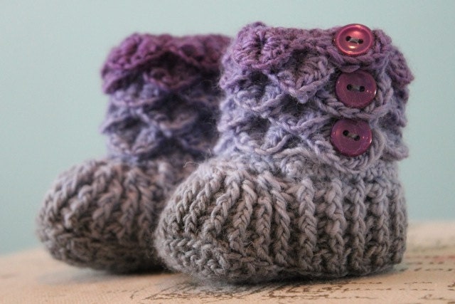 Crocodile Stitch Booties - Crochet Baby Booties - CUSTOM OPTIONS AVAILABLE