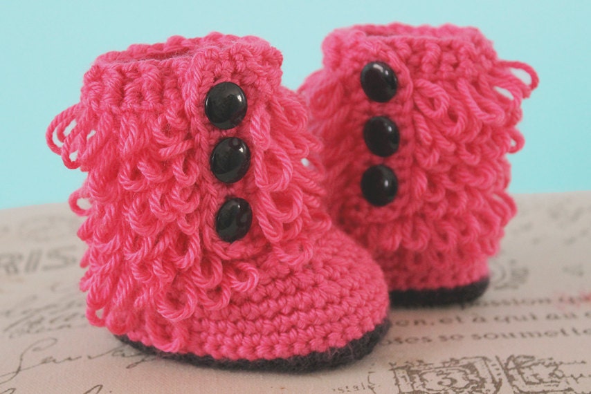 Furry Boots Crochet Baby Booties - CUSTOM OPTIONS AVAILABLE