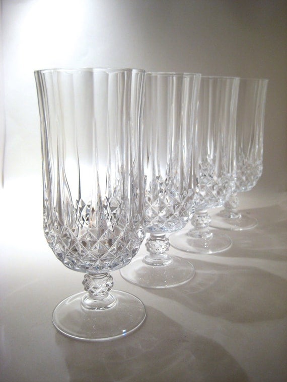 4 Footed Crystal Ice Tea Glasses by HazelRoberts on Etsy