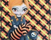 Big Eye Art Print Signed Zombie Art Fashionably Late Cherisse the Dress Ripper by Lizzy Love apprx  11x14
