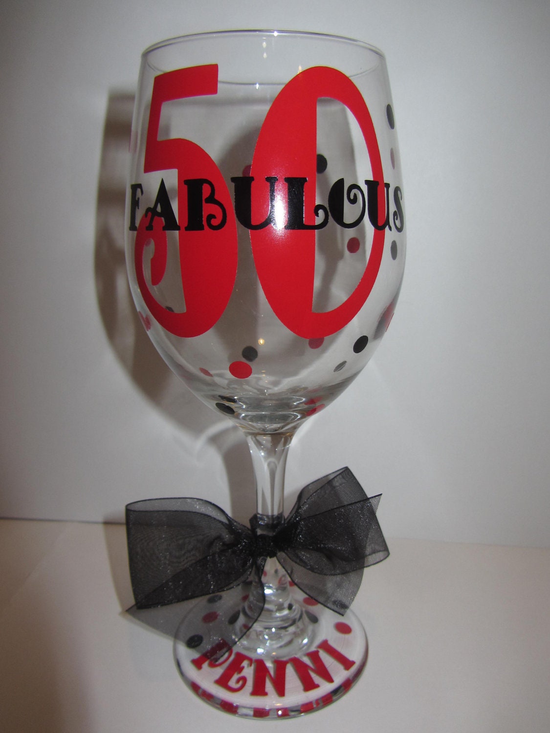 50th Birthday Extra large personalized wine glass- fabulous 50
