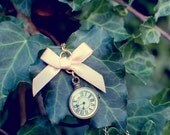 A Ribbon of Moonlight - Gold plated clock & ribbon necklace by benitablue