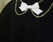 Collar Necklace with Bow, Gold Metal Chain