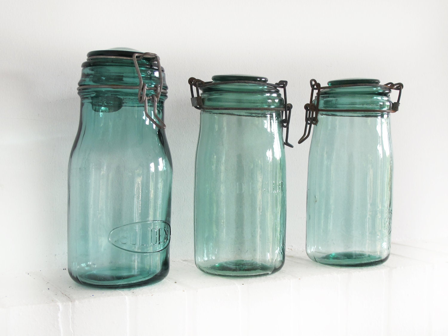 1 antique Green french canning jar , SOLIDEX,l arge Size