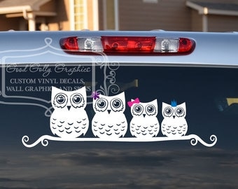 Stick family Owl family vinyl vehicle decal