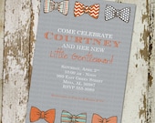 Baby boy shower invitation, little gentleman with bow ties, digital, printable file (item 1246c)