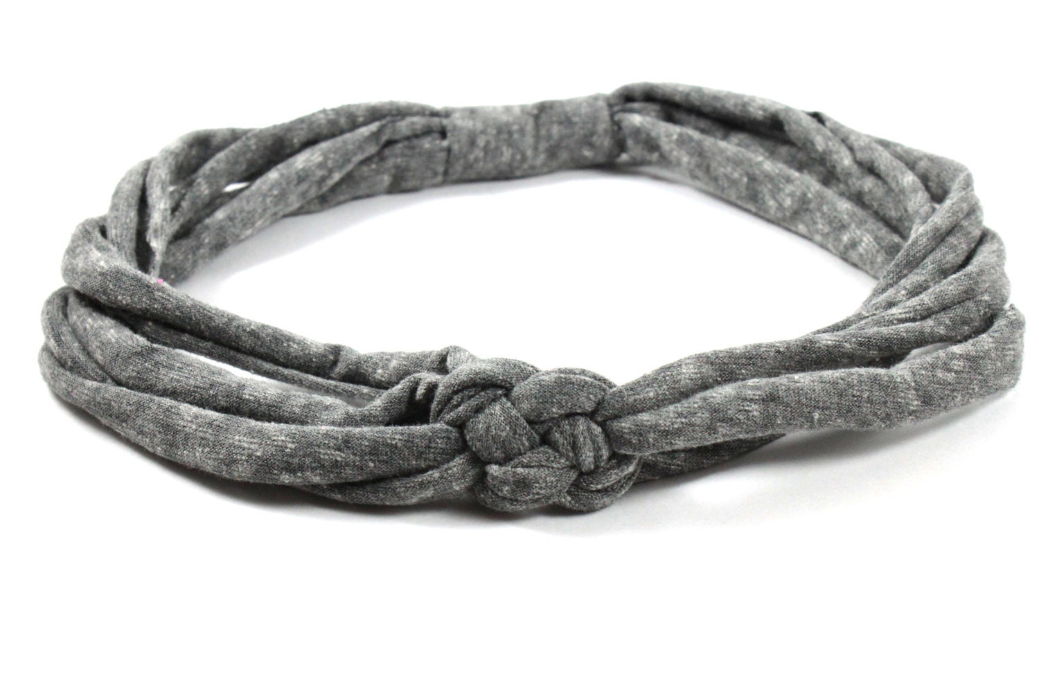 Gray Knotted Jersey Headband, T-Shirt Headband, Sailor's Knot Headband, Yoga Headband