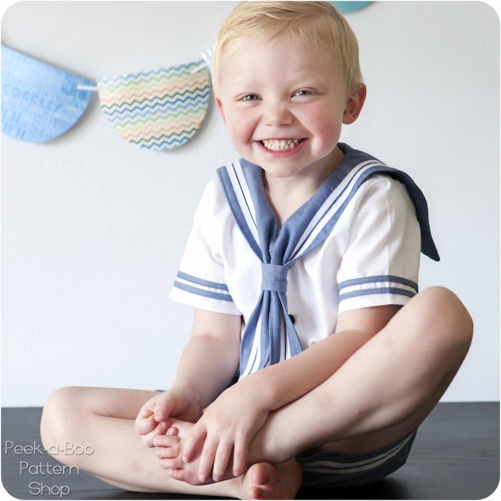 Anchors Aweigh Sailor Romper: Vintage Sailor Romper Sewing Pattern, 4th of July Romper