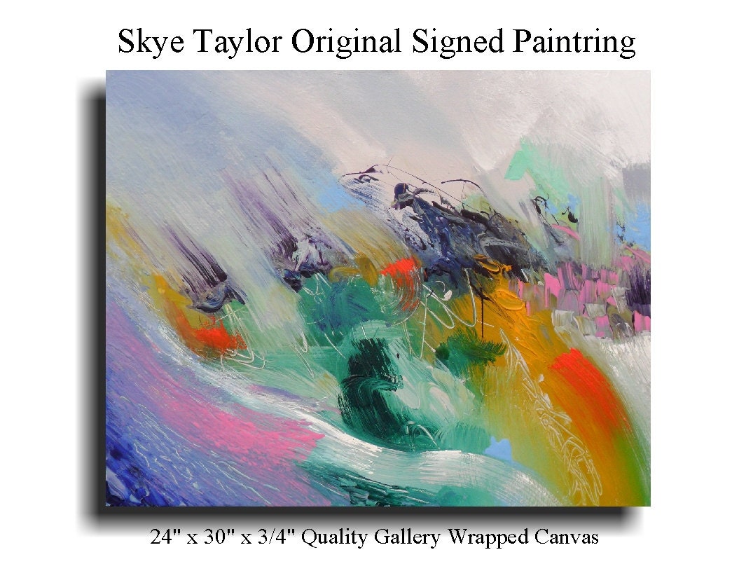 Abstract-Original painting - Modern abstract expressionism - Beyond the Sea - 24 x 30 - Skye Taylor Etsy