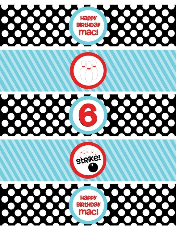 DIY Printable, Bowling WATER BOTTLE Labels Il_570xn