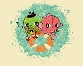 Frog and Goldfish - art print